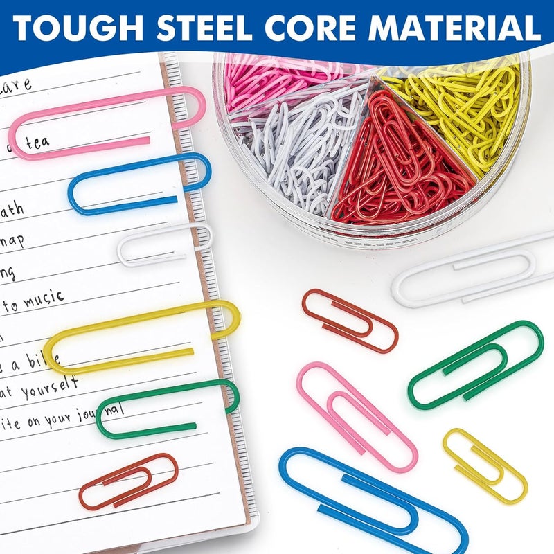BainGesk 1000 Paper Clips Assorted Sizes, Large, Medium, and Small Colored Paper Clips, Durable, Rustproof, Great for Office Supplies, School, Home Organization(50mm, 33mm, 28mm) - Image 5